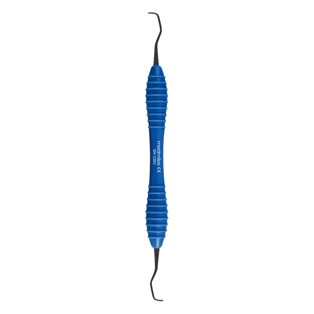 Curette Gracey 1-2, ergonomiczny uchwyt silikonowy pokryty tytanem, ciemnoniebieski