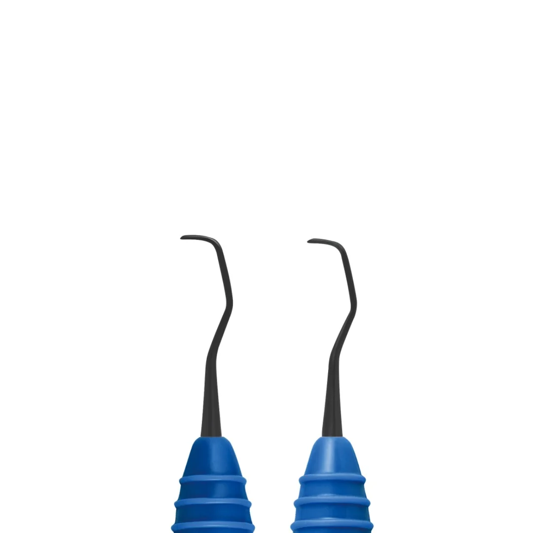 Curette Gracey 1-2, ergonomiczny uchwyt silikonowy pokryty tytanem, ciemnoniebieski